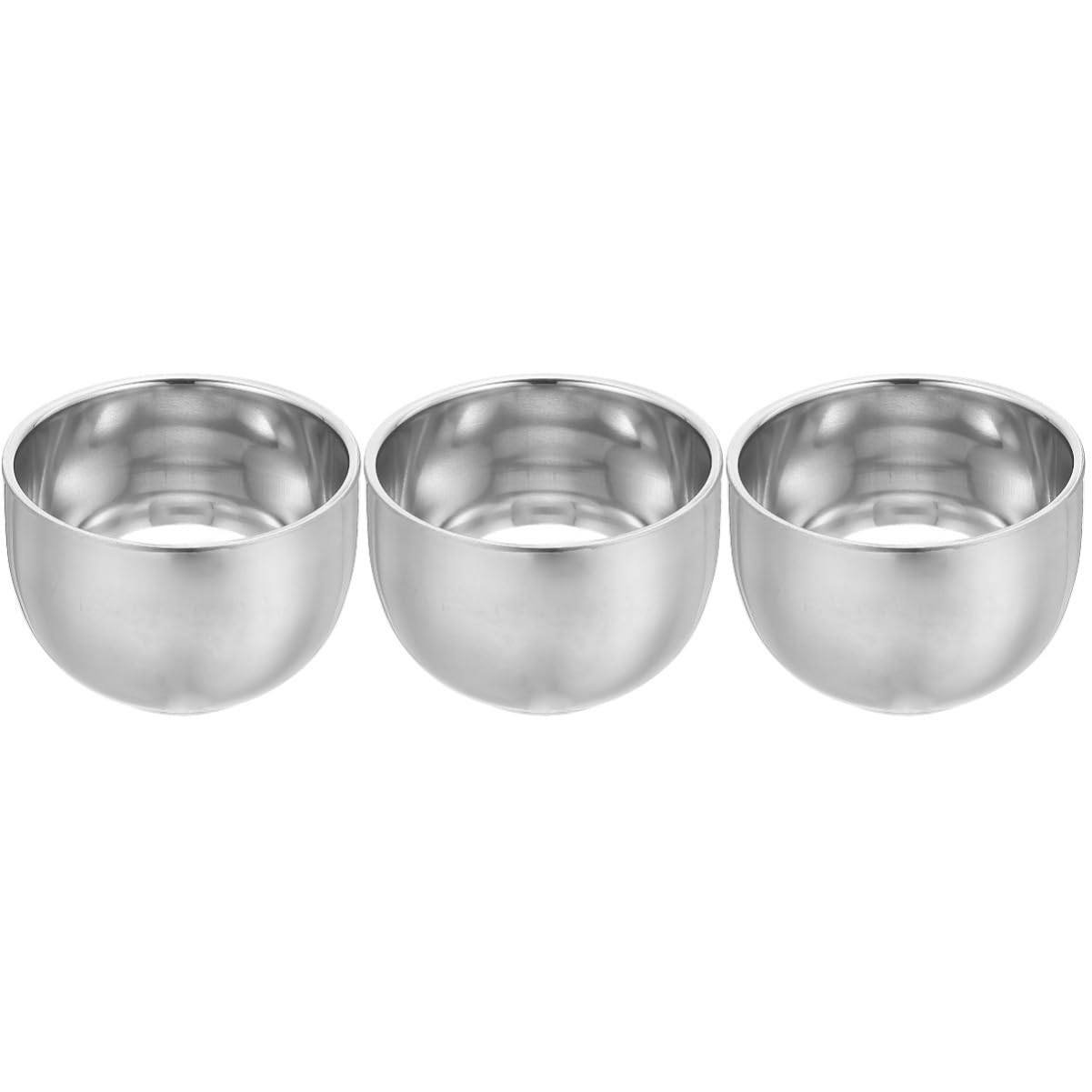 NULYLU 3pcs Stainless Shaving Cup Professional Shave Bowl Thick Edges Large Capacity Comfort Handle