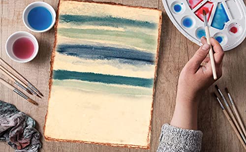 Image of Pzyvelines- 50 Sheets of Watercolor Paper of 150 GSM - Virgin Cotton - Handmade Paper with Deckle Edges - 16X13 Inches (41x33 cm)- Vintage Toned