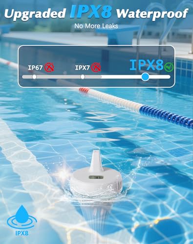 Image of Wireless Pool Thermometer Floating Easy Read, Water Temperature Monitor | IPX8 Waterproof Digital Thermometer, Instant Display with 2 Sealing Wrenches for Swimming Pool, Spa, Hot Tub, Cold Plunge