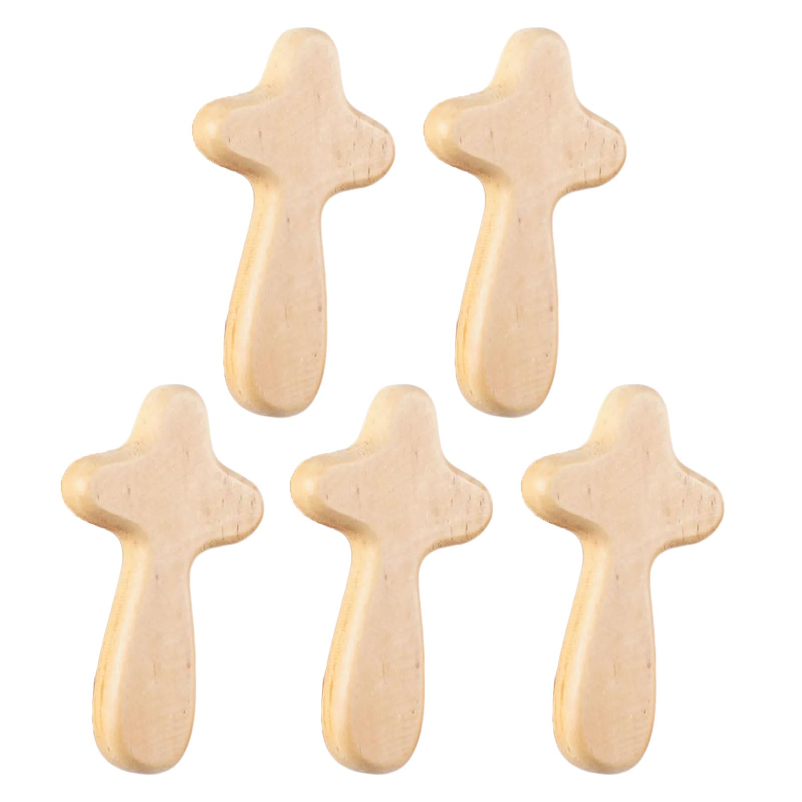 Buxuaaaa 5Pcs Prayer Miniature Handheld Wood Crosses Small Religious Present Decoration Wood Holding Crosses Worship Accessories Religious Pocket