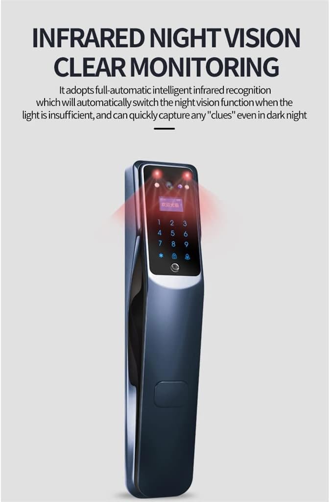 Smart Door Lock Fingerprint Card and Electronic Password Door Lock Home Security Digital Lock Zinc Alloy Lock Smart (Color : Rose Gold, Size : 38 * 75 * 75) (Dark Gray 38 * 75 * 75)