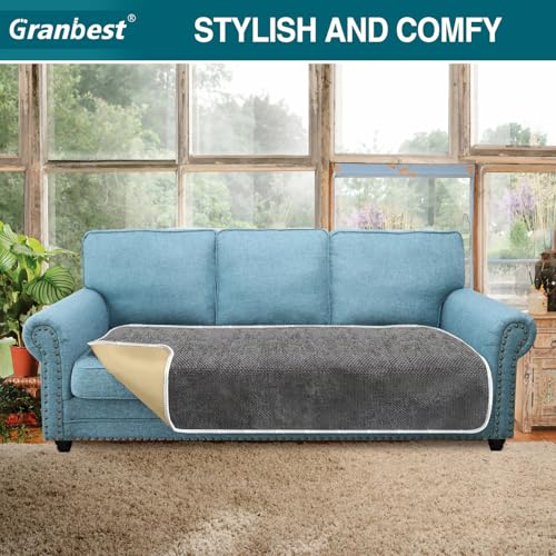 Granbest Non-Slip Sofa Seat Covers 3 Seater Thick Sofa Cover Sofa Protectors from Pets Universal for All Seasons (3 Seater, Grey)