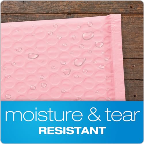 Image of Quality Park Bubble Mailers, 6 x 9, Pink Poly Mailers, Padded Envelopes, Shipping Bags, Water Resistant, Self Seal, 50 Per Box (QUA85907)