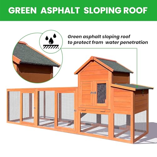 Large Chicken Coop with Run, Wooden Hen House for 2-6 Chickens,Poultry Pet Hutch with Nesting Box