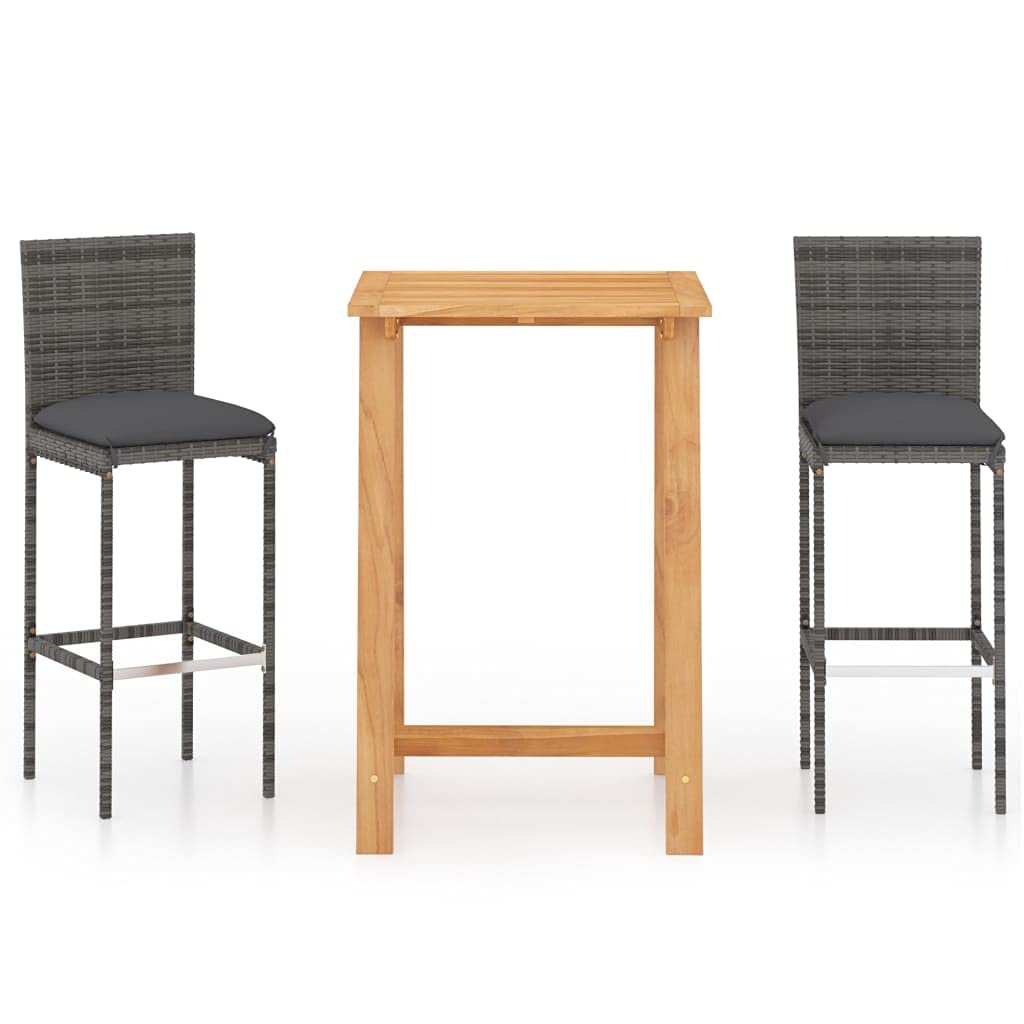 Balcón Lounge Gartenlounge Patio Furniture - Juego de muebles de jardín (3 piezas, incluye cojín), color gris
