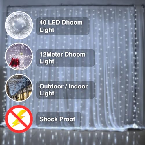 Image of NIYAMAX 12 Meter 42 Led String Serial Lights, Copper Wire LED Decorative String Fairy Rice Lights for Indoor, Outdoor, Decoration, Festival, Party, Wedding, Garden, Lawn (White Color)(Pack of 10)