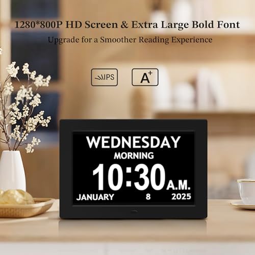 Image of 10.1'' Digital Clock, 1280*800p HD Extra Large Display, Digital Clock With Date, Time, Day Of Week, 10 Reminders & 6 Alarms, Auto Dimming & DST, Remote Control, Dementia Clock For Seniors, Black