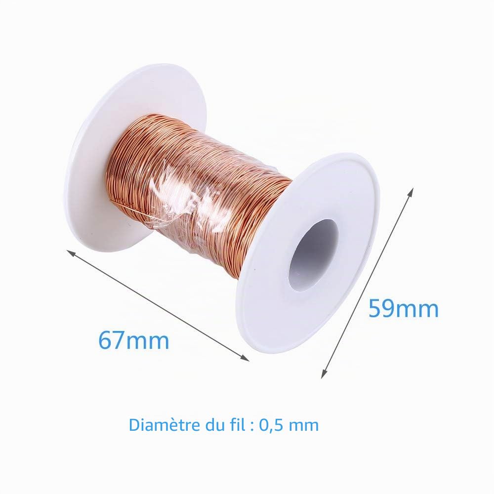 Fil de Cuivre Emaillé, 0,5mm x 50m Fil de Cuivre Emaillé Bobine de Fil pour les Transformateurs Inducteurs