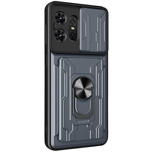 KOOLRIVER�EMotorola�݊��i Edge 50 Pro / 50S Pro �ϏՌ� �P�[�X �J�o�[ �X���C�h���J���������Y�J�o�[�t�� �����Y�ی� ��̌^�����O�t�� �J�[�h���[ �X�g���b�v�z�[���t��(�O���[)