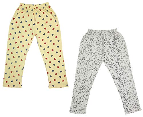 Image of IndiWeaves Girls Printed Cotton Capri Pants for Summer (White,Yellow, 10-11 Years) Pack of 2