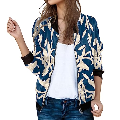 Veste fleuri sportive femmes : blouson court zippé col montant léger