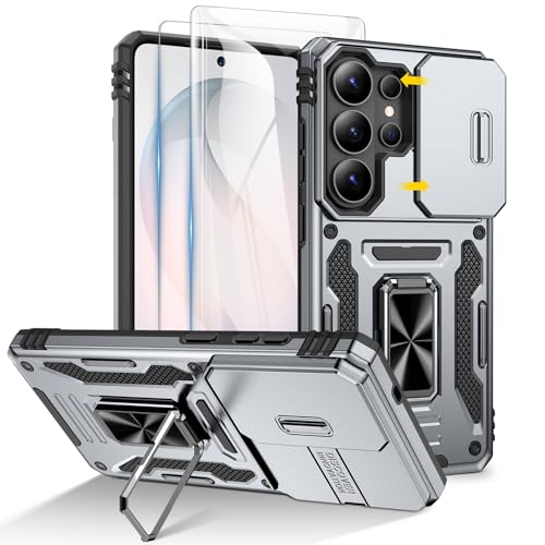 Doeshine Coque pour Samsung Galaxy S26 Ultra, 2 Protecteurs D'écran, et Anneau Béquille, [ 360° Protection Militaire ] Protection Coulissante Caméra (Gris)