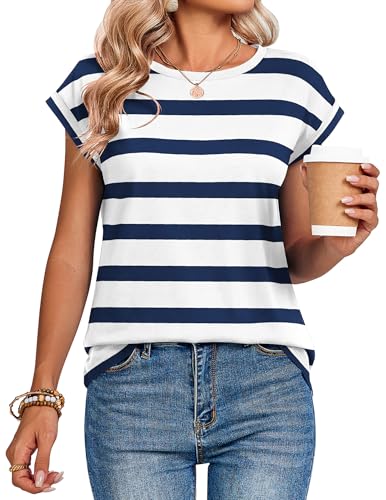 Image of Zeagoo Womens Tops Summer Casual Cap Sleeve Tshirts Shirts Business Dressy Spring Fashion Outfits Trendy Clothes