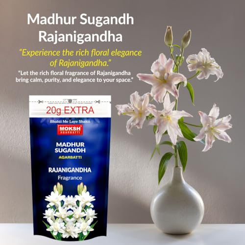 Image of Moksh Madhur Sugandh Agarbatti Combo Pack of 9 - Chandan (1), Gulab (2), Lavender (2), Mogra (2) & Rajnigandha (2) - Made with Charcoal Powder, Sawdust, Bamboo & Perfume - for Puja & Meditation