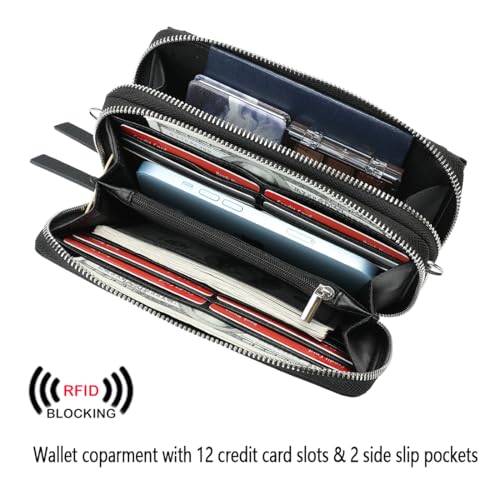 Image of Lanyani RFID Crossbody Wallet Wristlet Purse with Phone Pocket For Women Vegan Leather