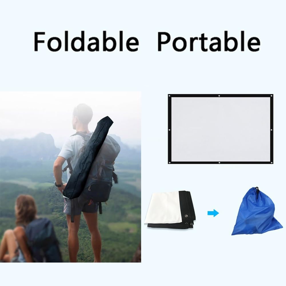 Telo Proiettore Portatile, 60-300 Pollici Schermo for Proiettore 16:9 HD Schermo Proiettore Pieghevole da Interno ed Esterno for Home Theater, Cinema All'aperto(180in)