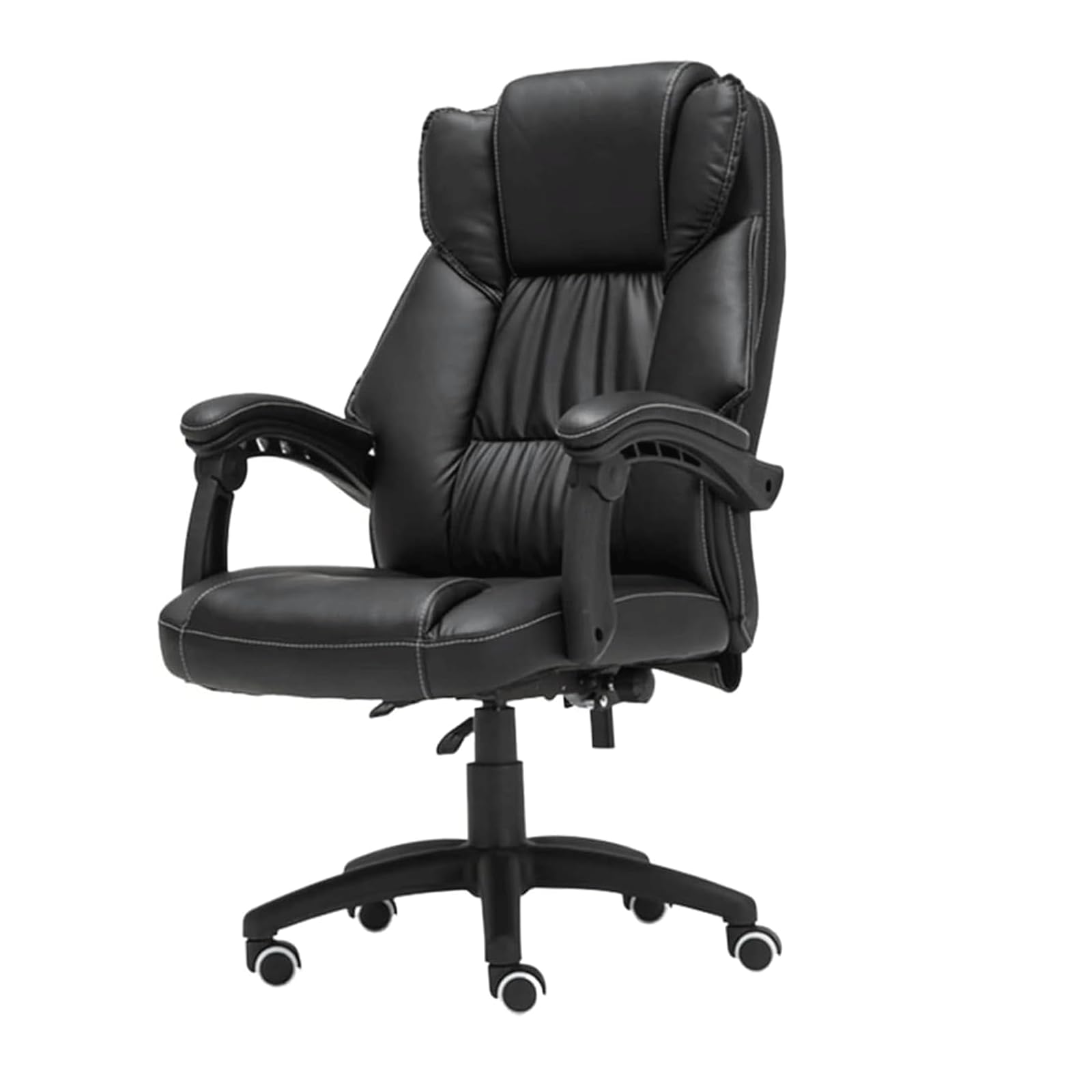 METTEOR 360° Swivel Office Chair with Arms Lightweight Leather Task Chair Portable Desk Chair with Silent Wheels for Home & Office Use (Leather)