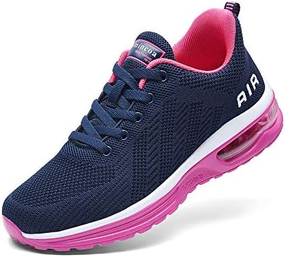 Lamincoa Womens Walking Shoes Lightweight Running Shoes Women’s Tennis Shoes Non Slip Air Shoes Breathable Mesh Air Cushion Sneakers for Gym Workout Sports Blue-Rose