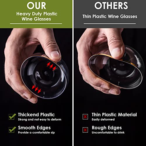 Eventpartener 32 Pack Disposable Stemless Wine Glasses, 12 Oz Plastic Wine Cups, Gold Rim Unbreakable Wine Glasses, Whiskey Cocktail Glasses, Shatterproof Clear Drinking Glasses For Party, Wedding #TOP2