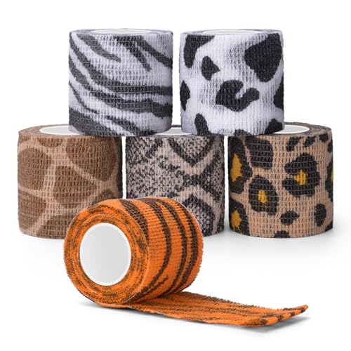 ATOMUS 6pcs Self Adhesive Bandage 5cm Cohesive Bandage Tape Wrap for Tattoo Grip Bandage Machine Pen Pet Vet First Aid Sports Wrist and Ankle