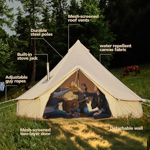 Carpa Bell de Lona para Camping 4 Personas Resistente miniatura 4