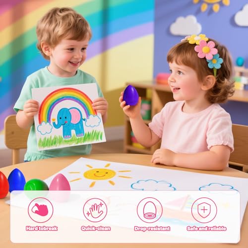RuiHawk 8 Colors Egg Crayons for Toddlers 1-3, Jumbo Easy-Grip Crayons - image 2