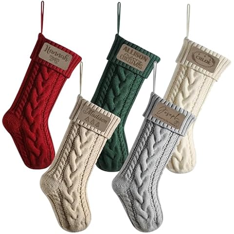 LMC Bridal Christmas Stockings Fancy Personalization Large Knitted Personalized Xmas Stocking Holiday Decoration (6) Cover