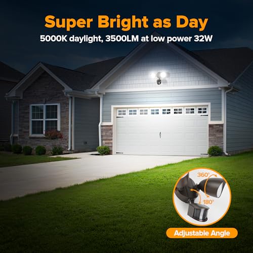 Image of LUTEC 32W 3500 Lumen LED Security Lights Motion Sensor Light Outdoor, 5000K Daylight, IP65 Waterproof, Dusk to Dawn, Motion Detector Flood Light for Garage, Yard, Porch-Brown