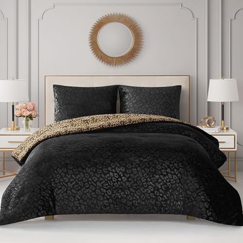 Juicy Couture Embossed Leopard with Royal Leopard Reversible Queen/Full Comforter Set - 3 Piece Stylish Bedding Ensemble