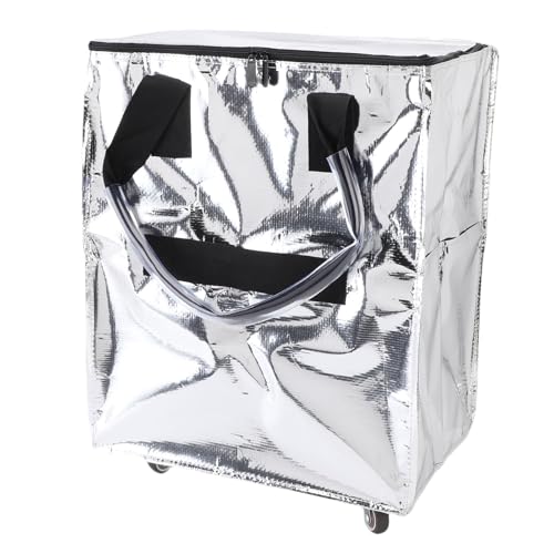 Sac à roulettes pliable en tissu imperméable argenté grand volume pour marché