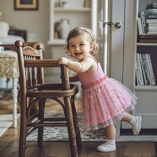 ChuYuKu Toddler Baby Girl Sleeveless Dress Princess Tulle Dresses Summer Outfit for Cake Smash 1st Birthday Gift 6M - 3T4