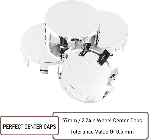 Miniatura 6 de RTrhinoTuning 4 tapas centrales de rueda de 2.244 in compatibles con llantas de la serie Mark 1995-2002, OD 2.24"(57 mm) ID 2.24"(57 mm) Cromo Plata
