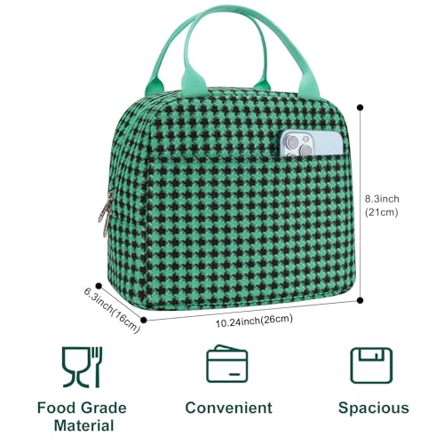 Eurcross Kelly Green Lunch Bag For Adult Women, Plaid Design Lightweight And Portable Insulated Compact Lunch Box Tote Bag For Outdoors thumb #5