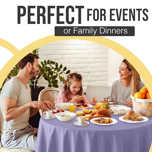 Image of Exquisite 66% Thicker Premium Lavender Round Tablecloth 0.5 Mil 6 Pack Plastic Table Cloth Disposable 84 Inch Round Plastic Tablecloth Won't Tear Easily Like Cheap Thin Brands