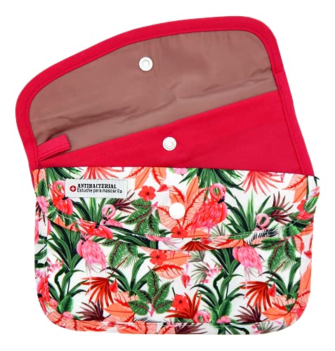 Cussi - Pack de 2 MaskCase, estuches de tela rectangulares para guardar mascarillas (FLAMENCO, FUCSIA) Cover