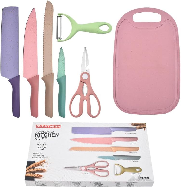 Miniatura 1 de Juego de 6 cuchillos de cocina coloridos  Calidad Premium, apto para lavavajillas, acero al carbono pastel cuchillos de chef sin bloque  Ideal para