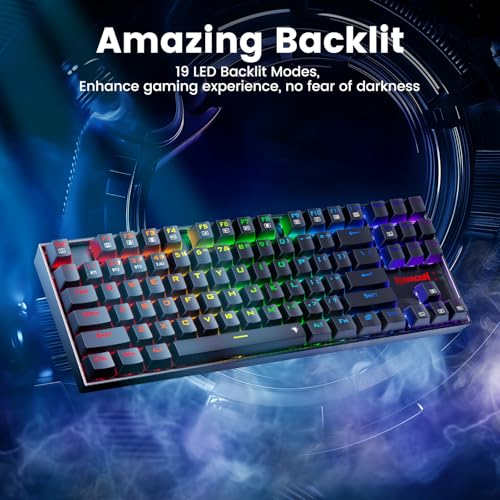 Image of Redragon Wireless Gaming Keyboard, BT /2.4Ghz Tri-Mode Mechanical Keyboard with Aluminum Pannel, Hot-Swap Red Switch, Programmable 87 Keys TKL, LED Rainbow Backlit - K552-KRS