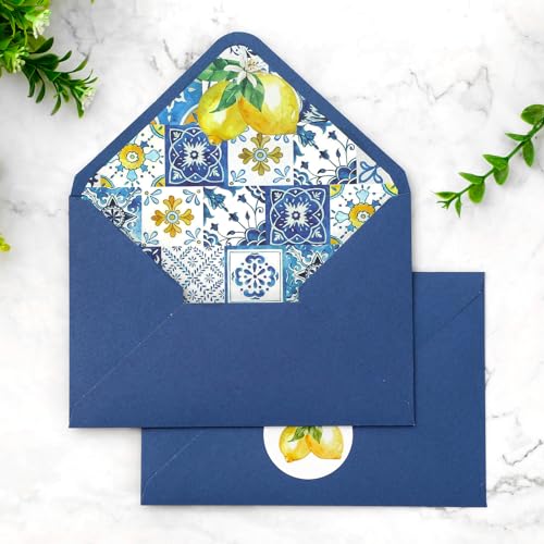 Enveloppes bleues citron méditerranéen 10x16 cm Whaline pour cartes de vœux