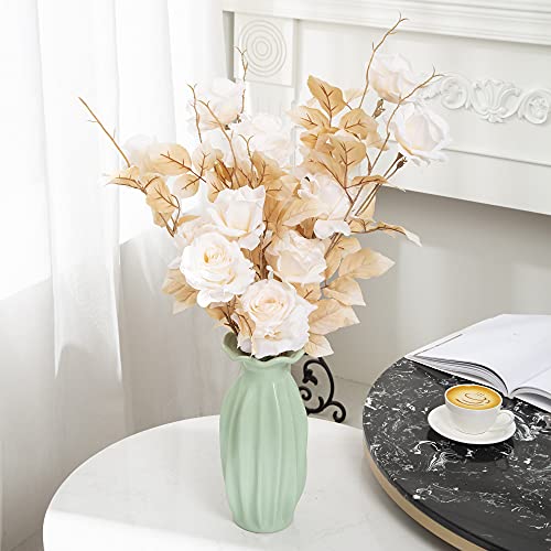 Diancom Artificial Flowers Roses Fake Flowers Silk Flowers Real Looking With Stems For Diy Wedding Bouquets Centerpieces Arrangements Party Home Decorations And Outdoors (4Pcs White)… #TOP6
