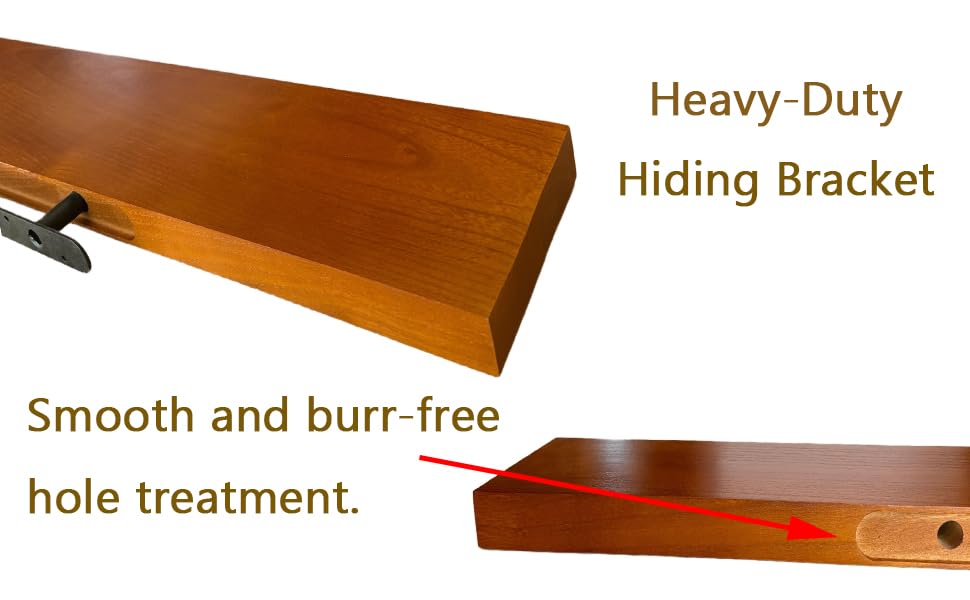 Mensole Galleggianti In Legno Massello 152 Cm - Set Da 2 - Finitura Noce - Staffe Nascoste