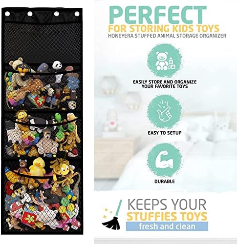 Storage for Stuffed Animals,Over Door Organizer for Stuffies, Baby Accessories, and Toy Plush Storage, Easy Installation with Breathable Grid Hanging Kids Toy Storage Organizer.