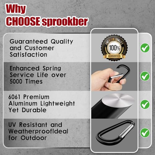 Image of sprookber 4 inch & 5 inch Extra Large Aluminum Carabiner D Ring, Caribeener Clips, Spring Snap Hook for Keychain Clip, Set of 4