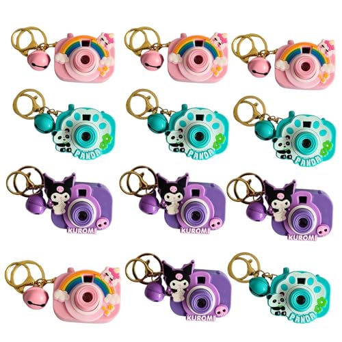 Image of GOLD LEAF 3D Cartoon Camera Keychain for Kids - PVC Cartoon Designs - Kawaii Toy Key Ring with Luminous Projection Light - Fun Car Keychain & Pendant Gift for Girls & Boys