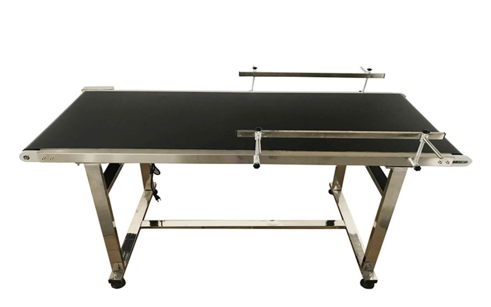 WYDDDARY PVC Flat Belt Conveyor Stainless Steel Conveyor Machine 59x19.6inch Industrial Transport Conveyor 110V 250W Adjustable Speed Double Guardrail Electric Conveyor Black