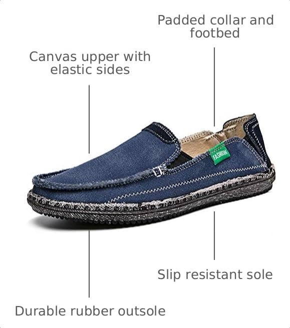 Image of CASMAG Men's Casual Cloth Shoes Canvas Slip on Loafers Vintage Boat Shoes | Breathable material, lightweight, Easy slip on & off, Comfortable, Non-Slip, Fashionable