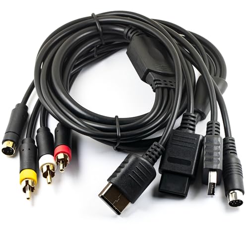 jujinglobal 6FT S-Video AV Cable for SS Saturn, N64, SNES, Gamecube, DC128, PS2