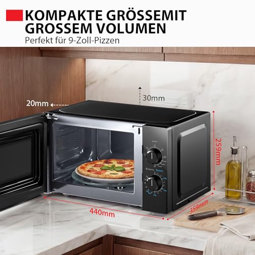 Toshiba MW2-MG20PE(BK) Mikrowellenherd 700 W mit knuspriger Grill- & Kombigarfunktion, 5 Leistungsstufen, 1000 W Grillleistung, Schwarz – Bild 3