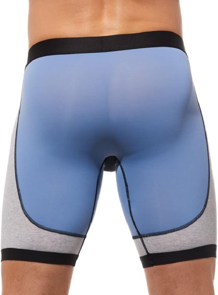 Gregg Homme Men's Room-Max Gym Long Leg Enhancing Boxer Brief, 190565, Blue, L