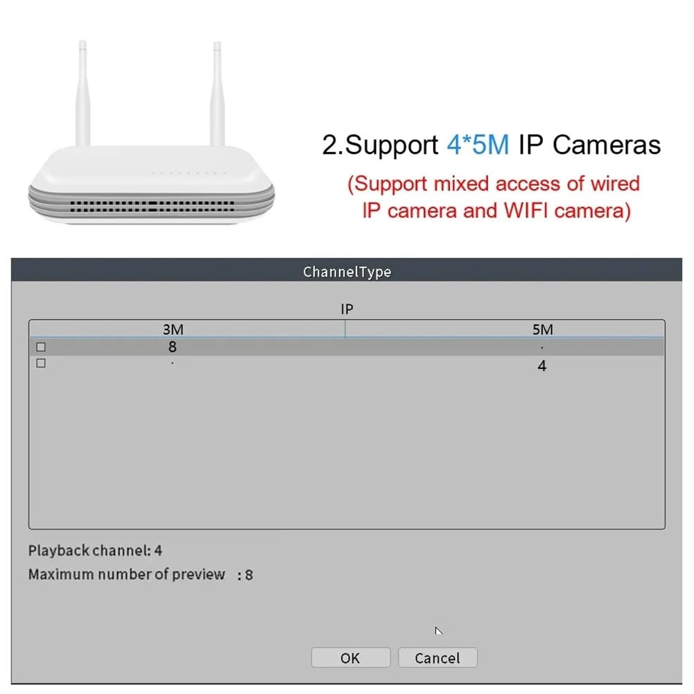 Mini Grabadora de Vídeo en Red WiFi NVR de 8 Canales 265 con Detección Avanzada, Compatible con la Aplicación XMEYE ICSee y Enchufe de la UE.