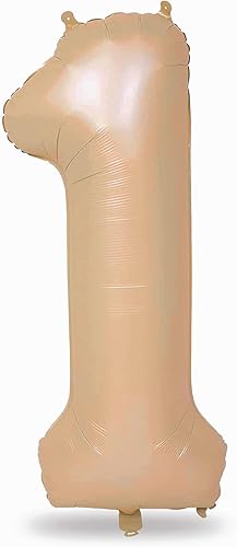 Miniatura 210 de Globos beige de 40 pulgadas con números grandes 3, globos de helio de dígito 3 de color blanco marfil autoinflables para terceras niñas, globos